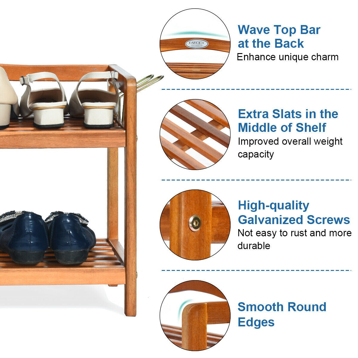 Giantex 2-Tier Wood Shoe Rack, 29"Lx10.5"Wx 16.5"H