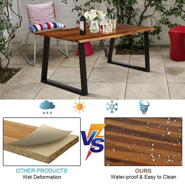 Rectangular Acacia Wood Dining Table Rustic Indoor &Outdoor Furniture - Giantexus