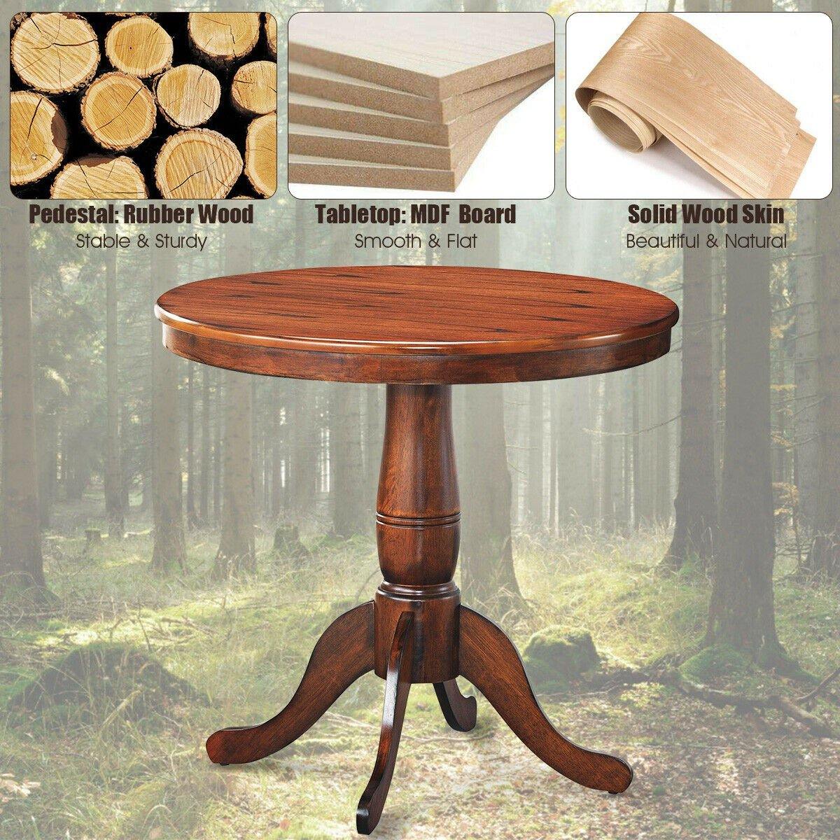 Table 30" Wooden Round Pub Pedestal Side Table (30 Inch) - Giantexus