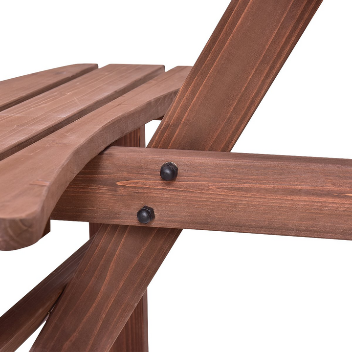 Giantex 6 Person Wooden Picnic Table Set with Wood Bench, Dark Brown