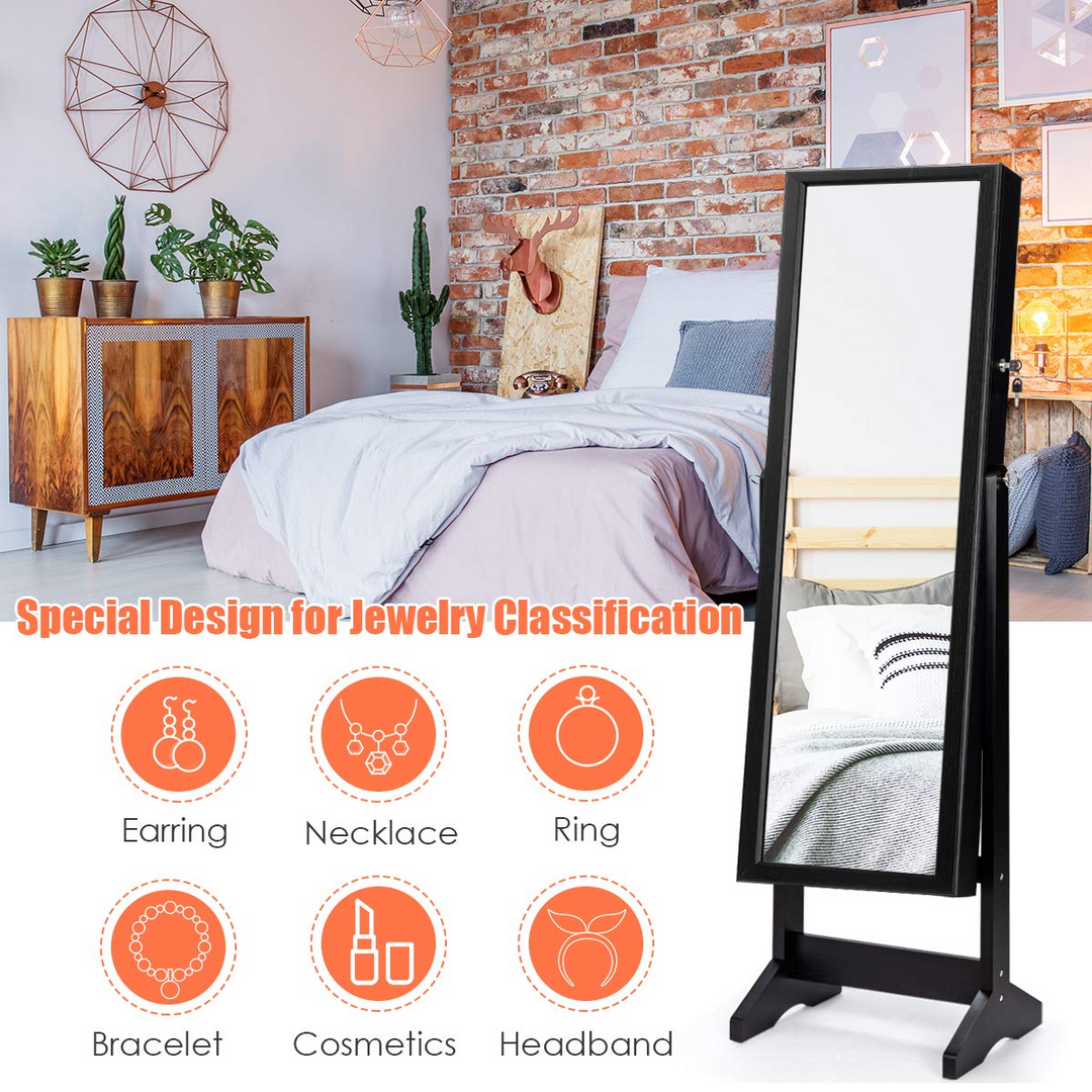 CHARMAID Freestanding Lockable Jewelry Organizer Box with Large Storage Capacity