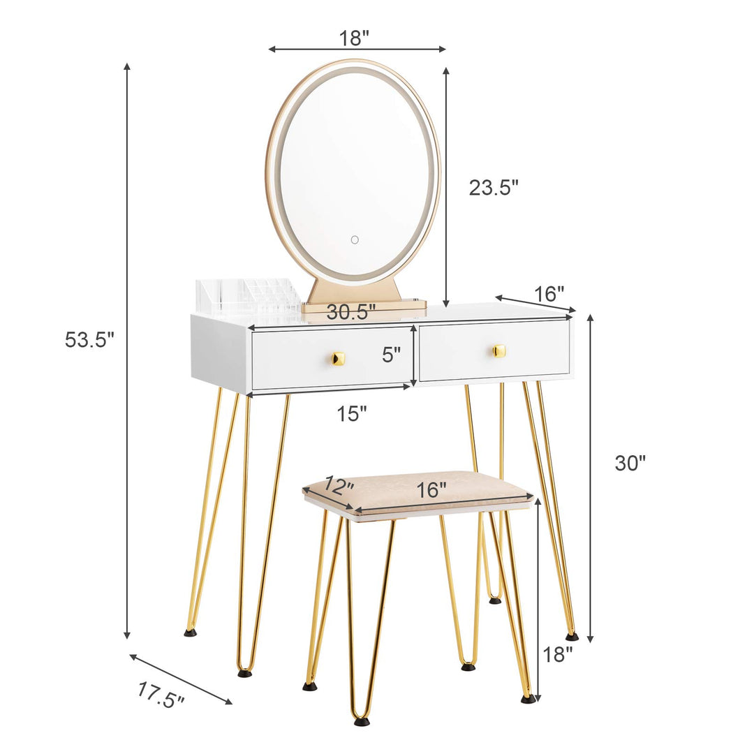 CHARMAID | Vanity Set with Lighted Mirror - Giantexus