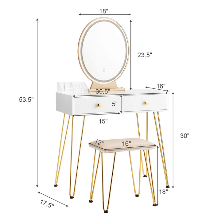CHARMAID | Vanity Set with Lighted Mirror - Giantexus
