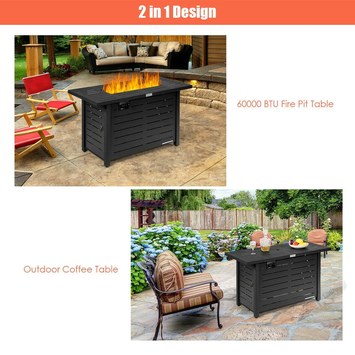 Propane Fire Pit Table, 42 Inch 60,000 BTU Rectangular Gas Fire Pit Table