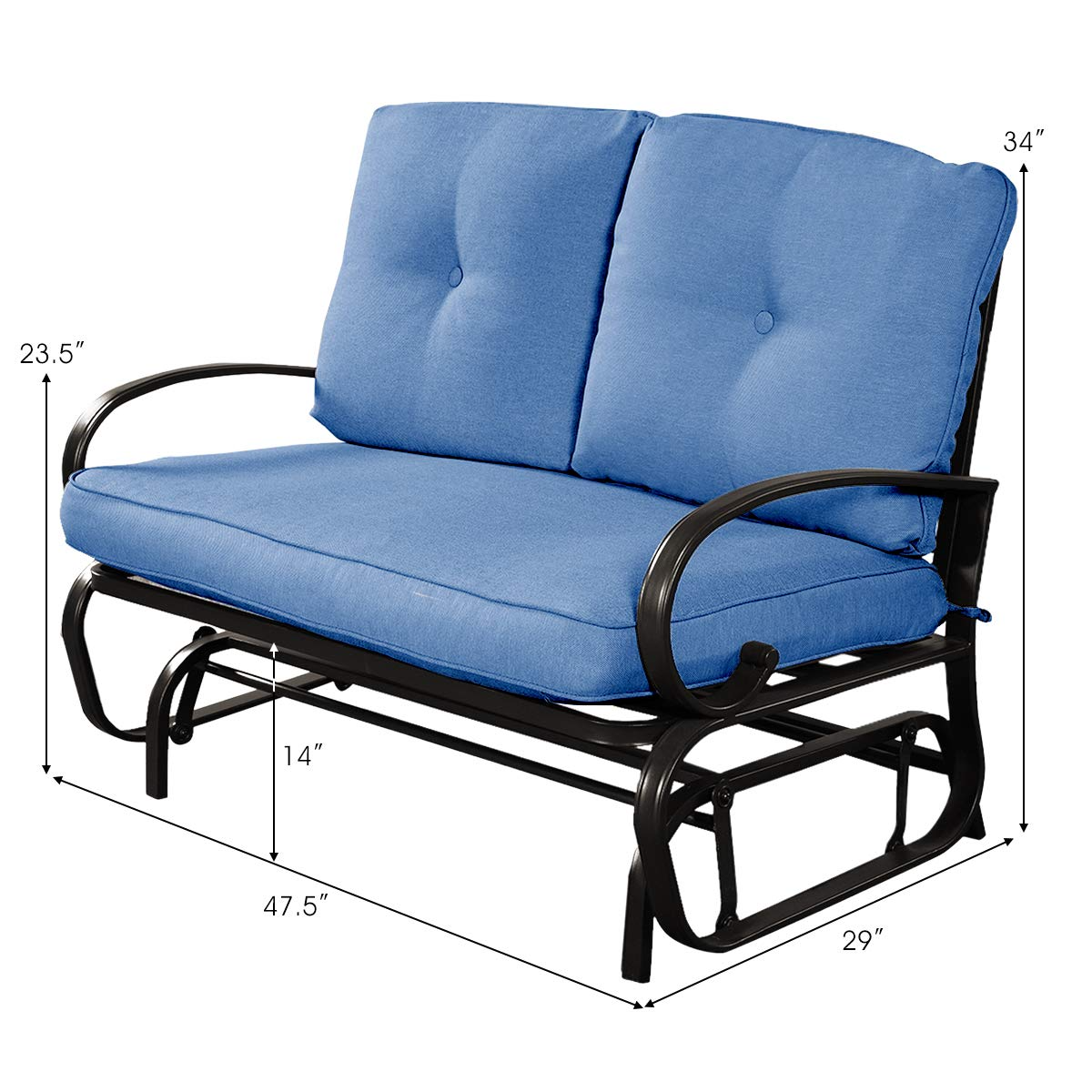 Giantex Loveseat Outdoor Patio Rocking Glider Cushioned 2 Seats