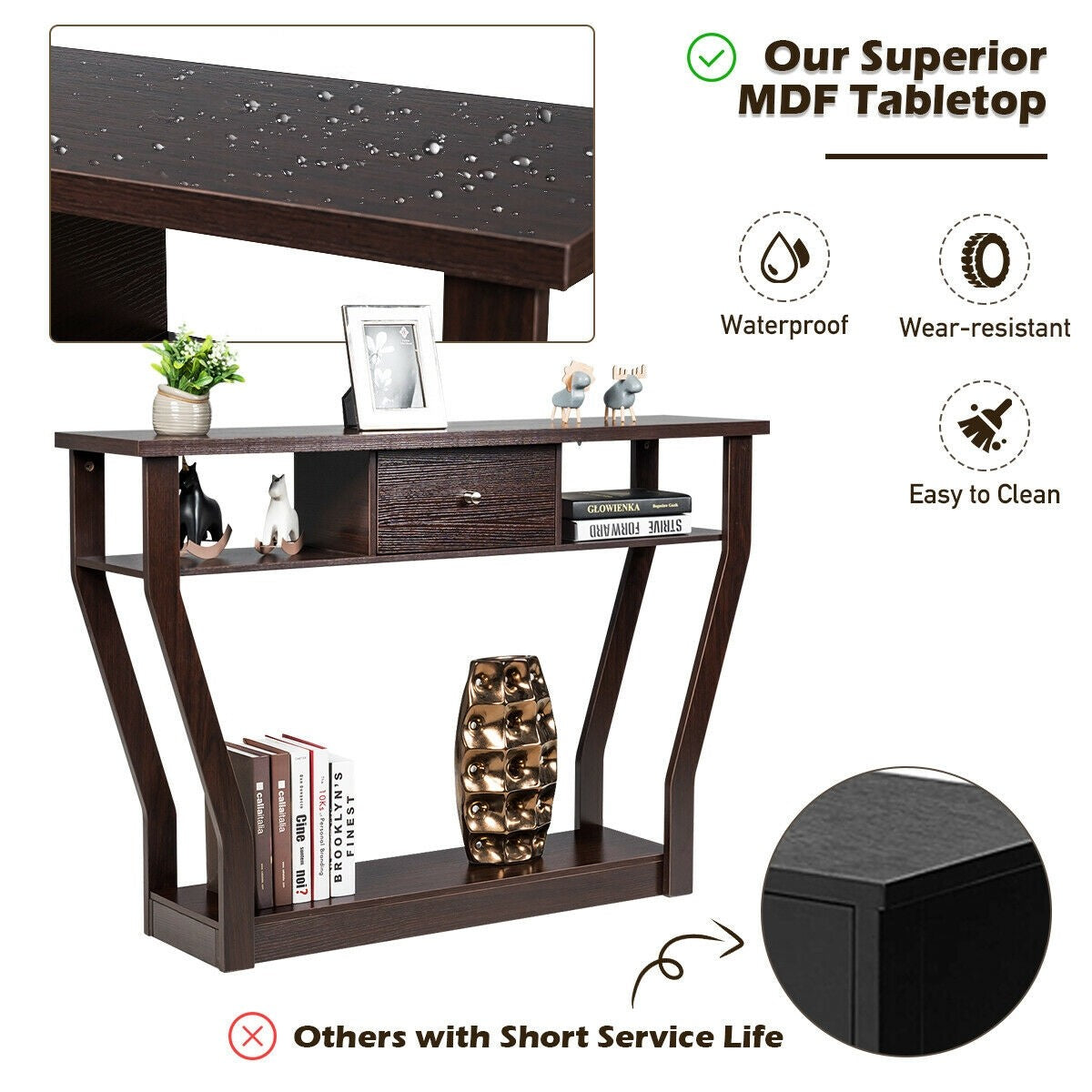 Console Table Modern Easy Assembly Entryway Table