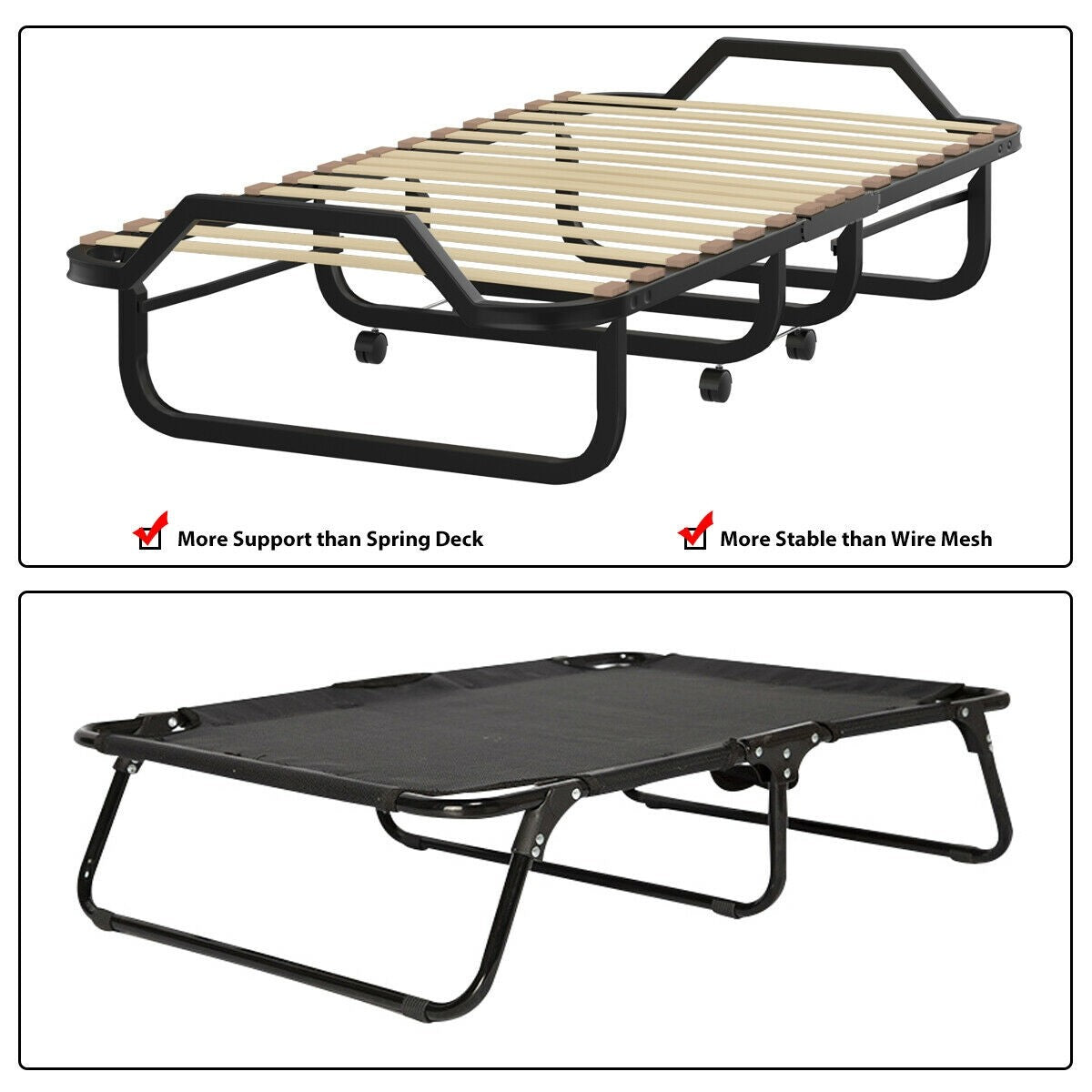 Rollaway Folding Bed with 4 Inch Mattress