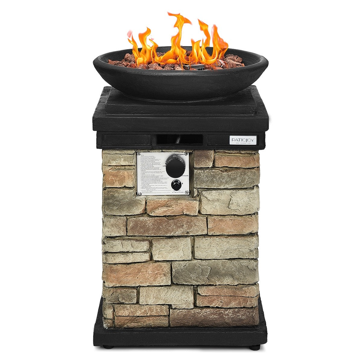 Firebowl Column, 40,000 BTU Outdoor Gas Fire Pit - Giantex