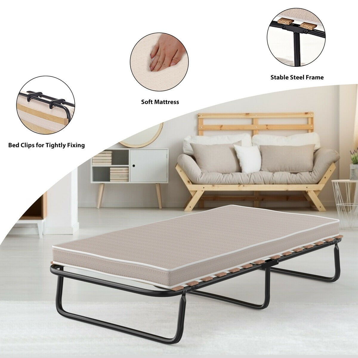 Folding Guest Bed-with Memory Foam Mattress