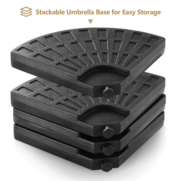 Giantex Patio Offset Umbrella Base Stand w/Sand/Water Filled 4-Pieces Base Plates (Round Base) - Giantexus