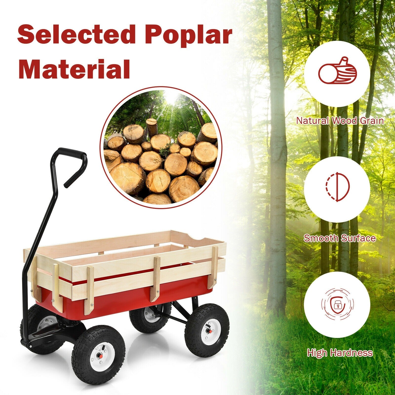 All Terrain Cargo Wagon Wood Railing - Giantexus