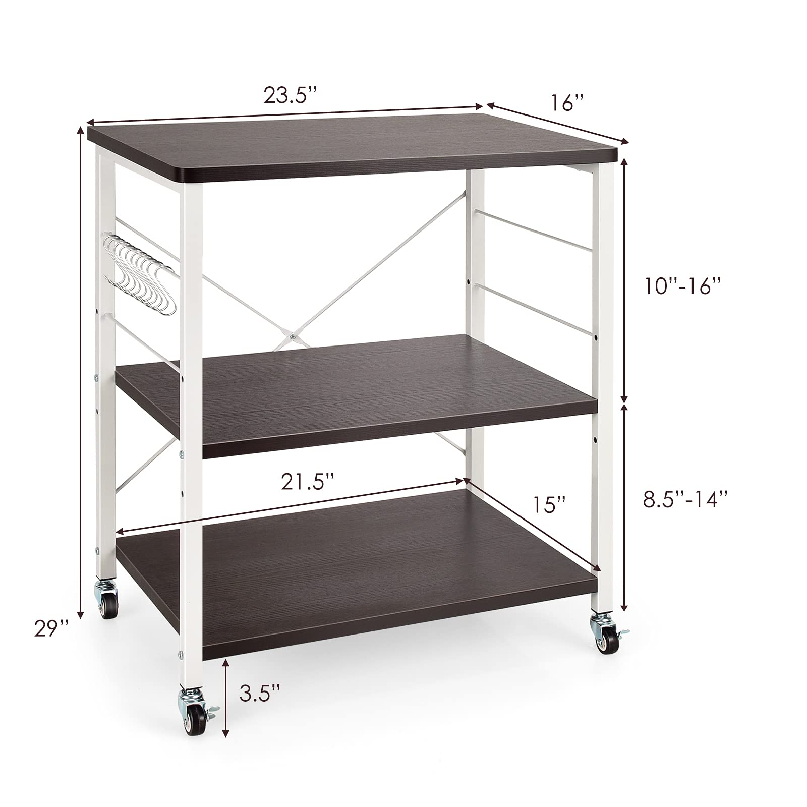 Giantex Kitchen Baker's Rack 3-Tier Microwave Cart on Wheels