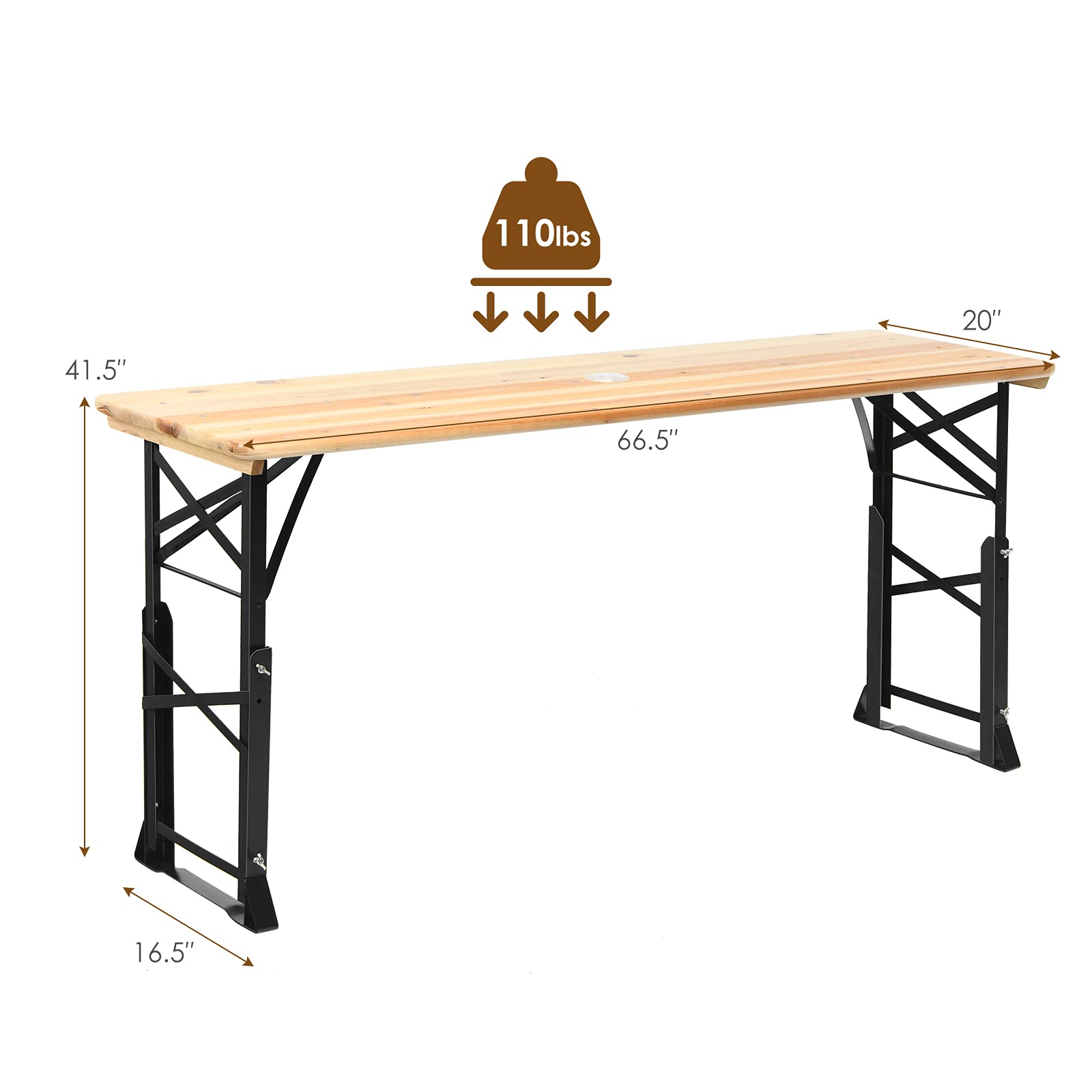 Giantex Folding Picnic Table, Wood Outdoor Table with Umbrella Hole