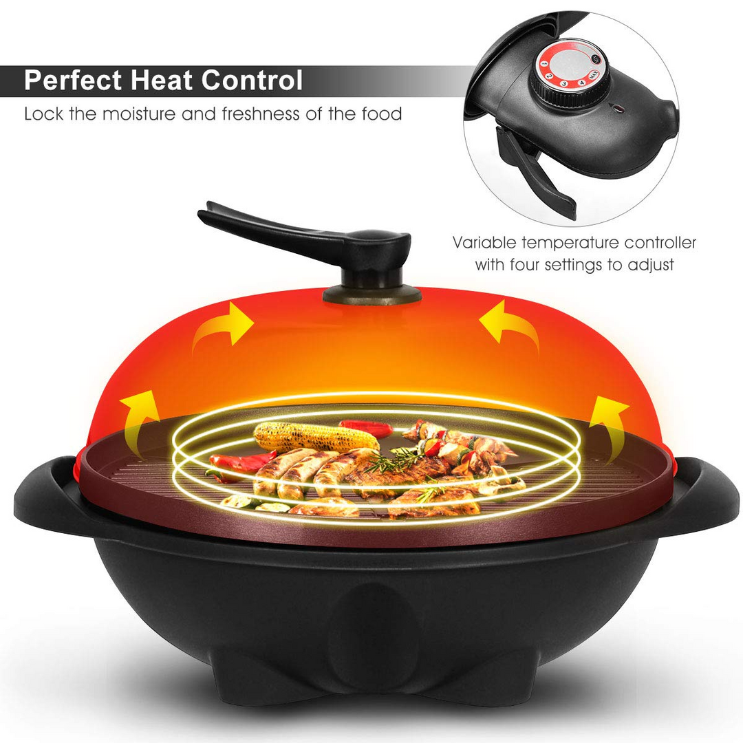 Giantex 1350W Electric BBQ Grill Non-stick w/ 4 Temperature Setting Outdoor Garden Patio Camping