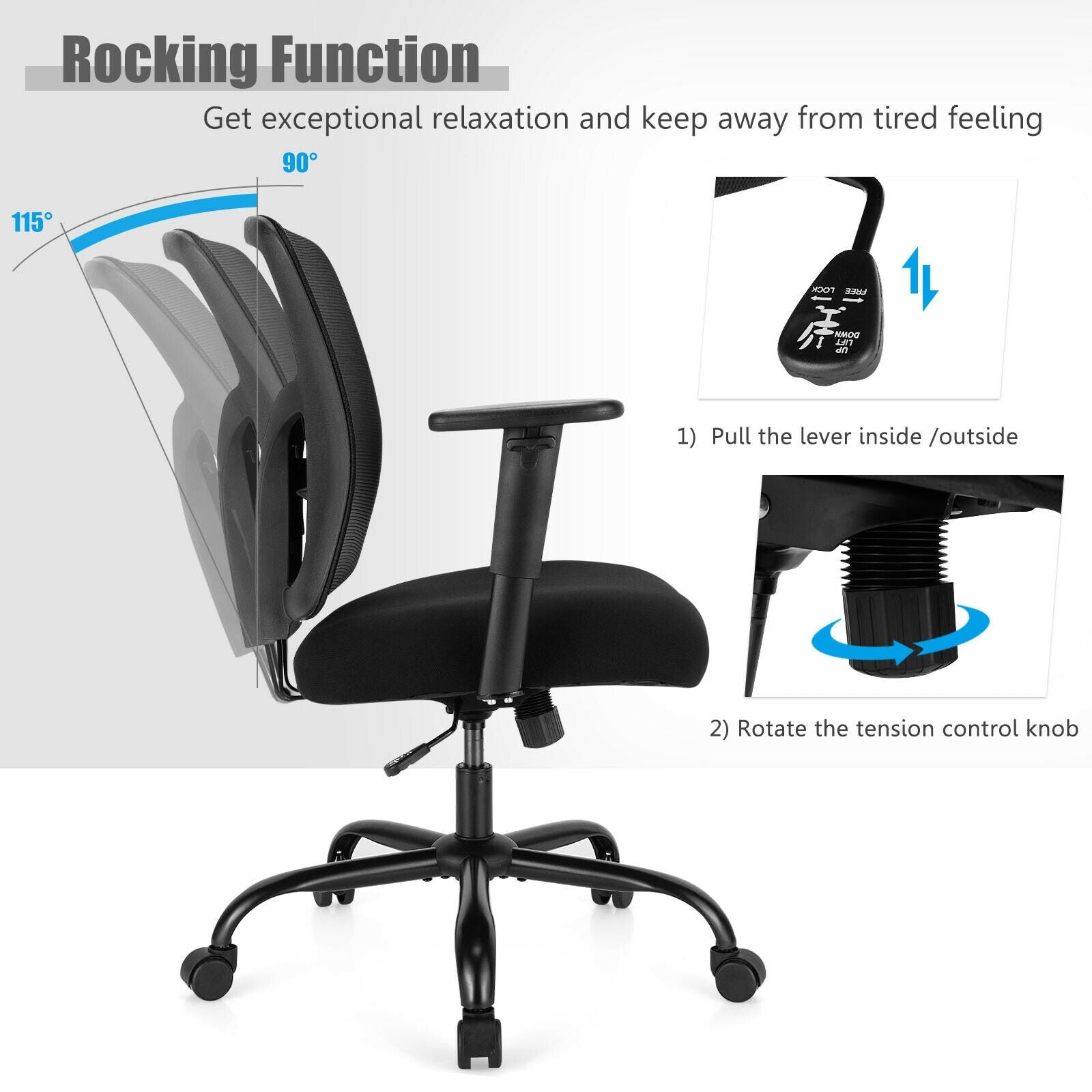 Mesh Office Computer Chair, 400 lbs Big and Tall Ergonomic Executive Chair