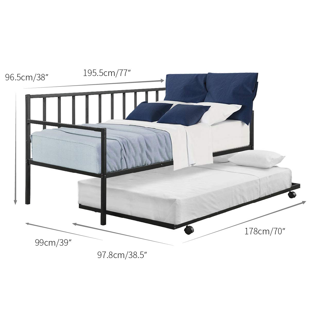 Giantex Twin Size Daybed and Trundle Frame Set