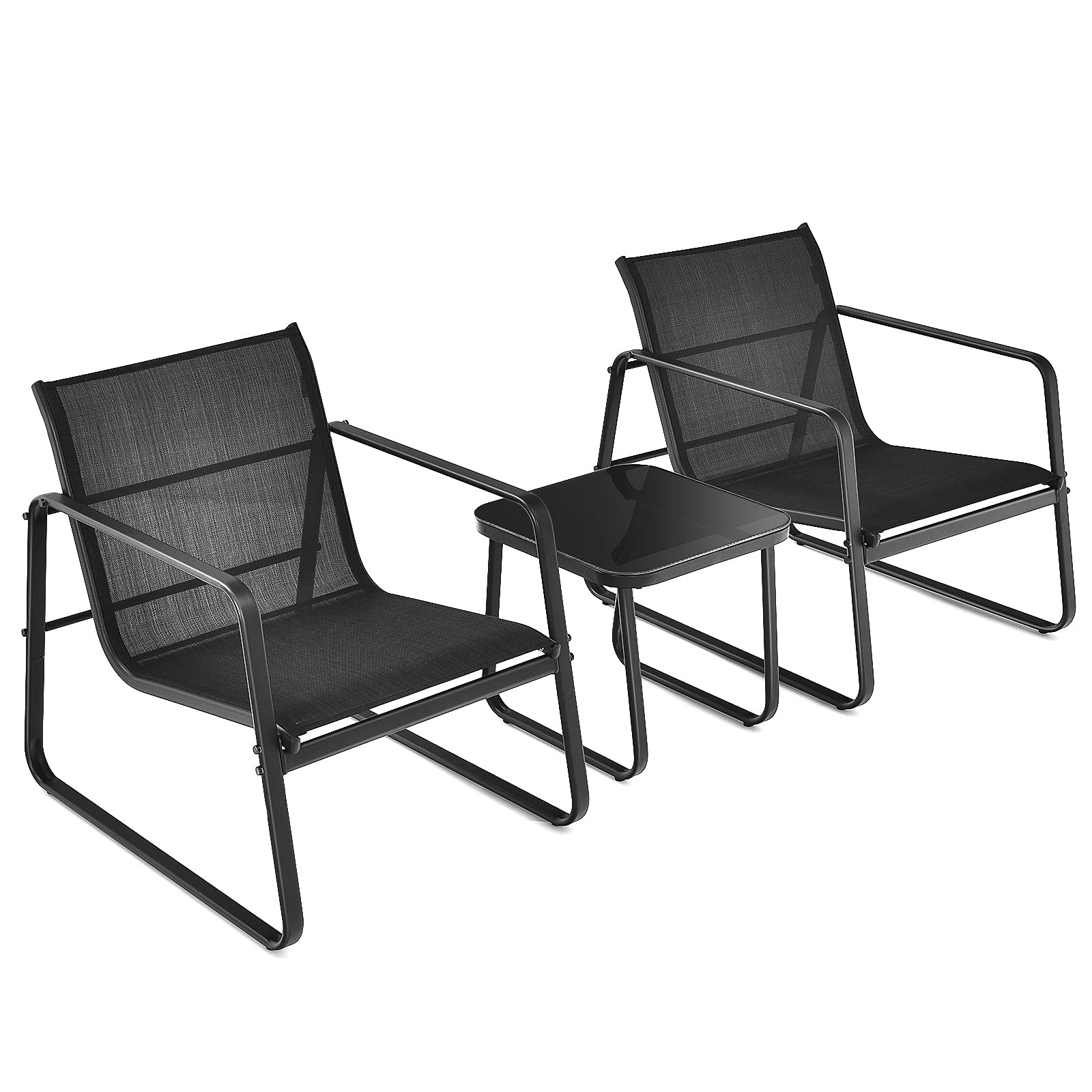 Giantex 3 Pieces Patio Furniture Set, Outdoor Bistro Set with Rustproof Steel Frame