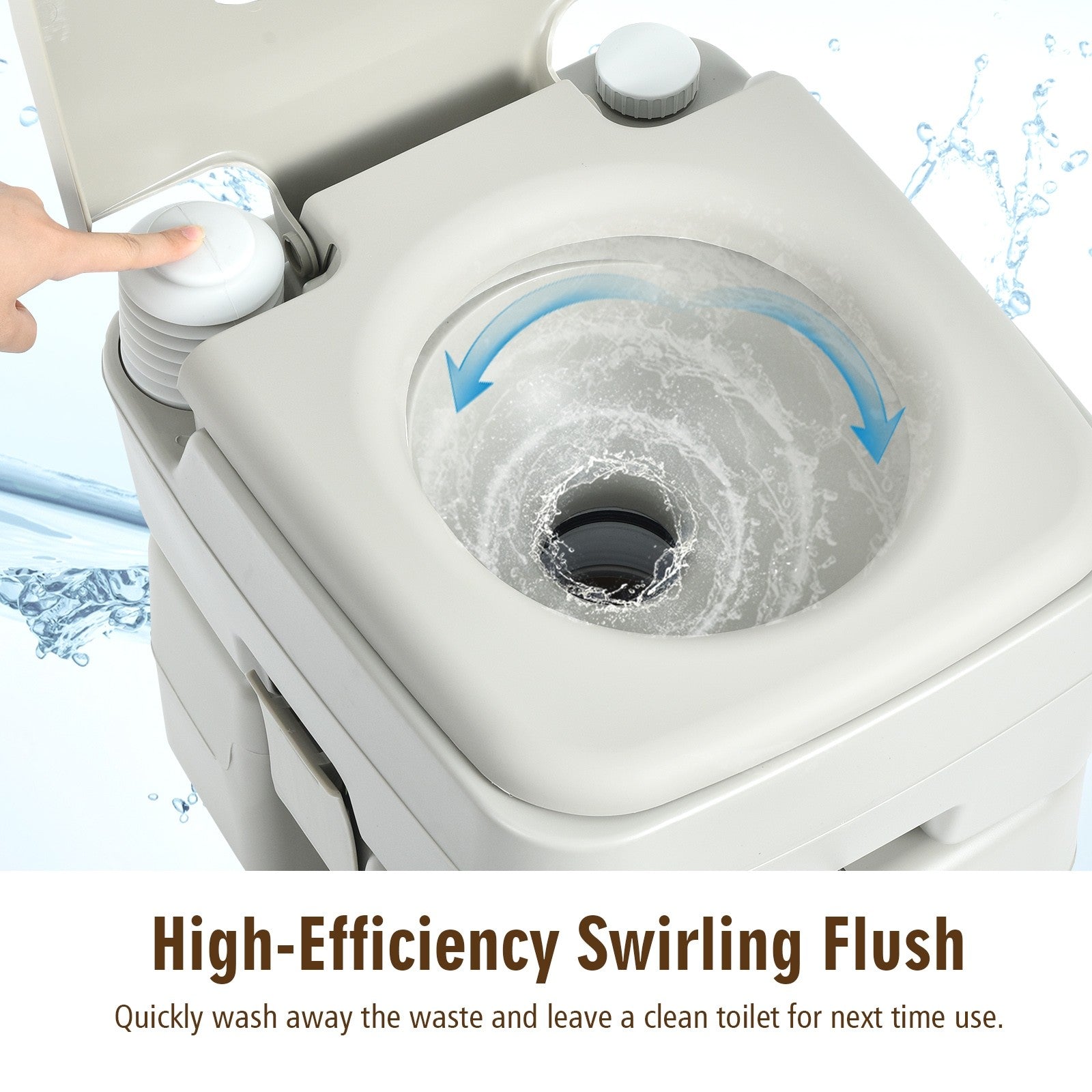 Portable Toilet 5.3 Gallon with Powerful Push Pump
