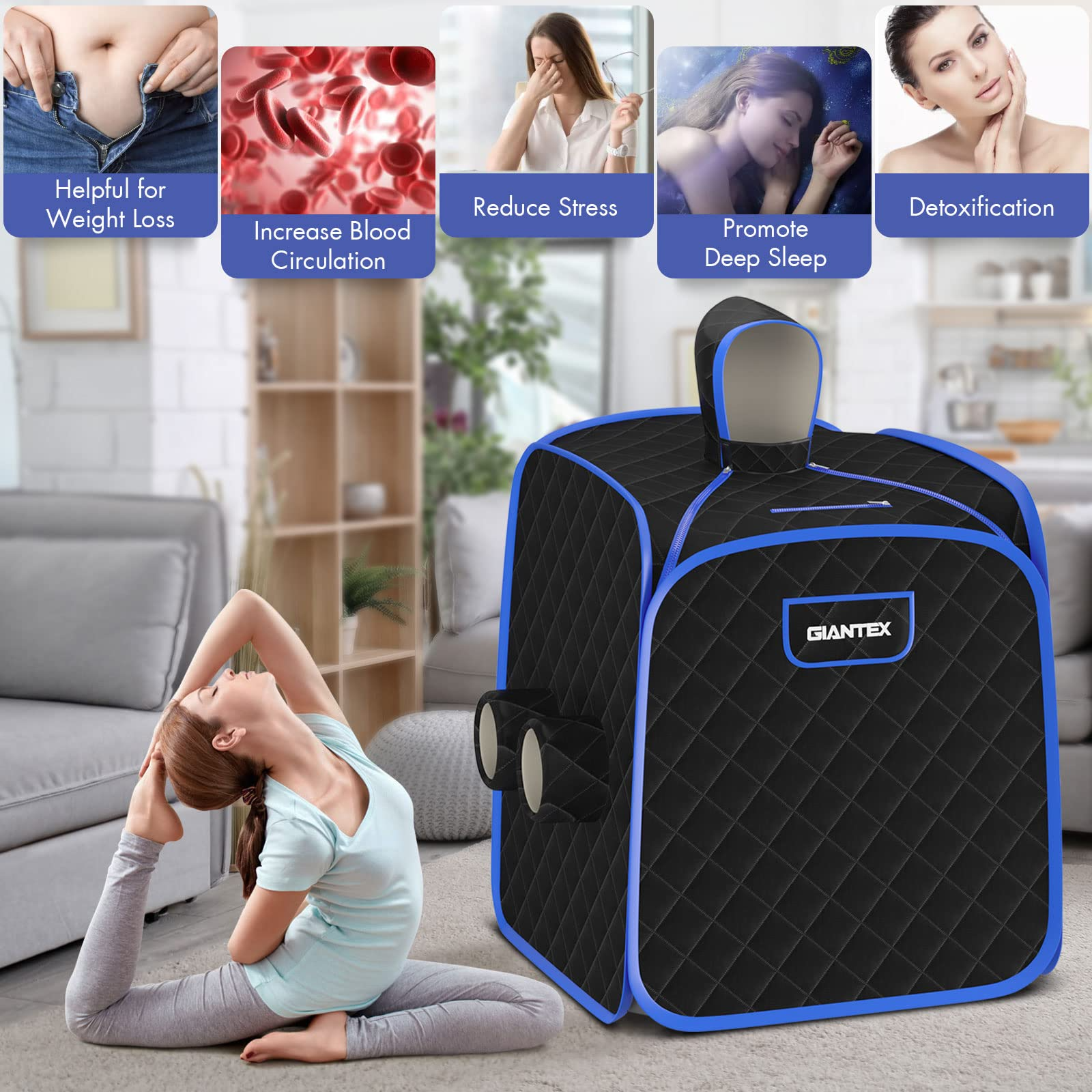 Giantex Portable Folding Sauna, 1 or 2 Person Steam Spa with Remote Control