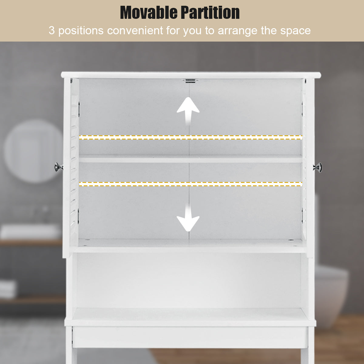 Bathroom Over-The-Toilet Space Saver Storage with Adjustable Shelf