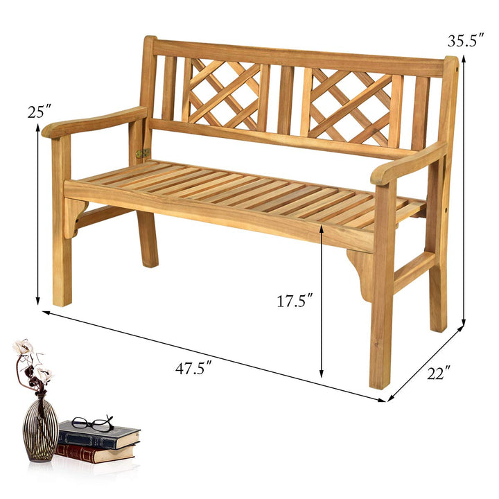 Giantex Patio Wooden Bench, 4 Ft Foldable Acacia Garden Bench (Teak)