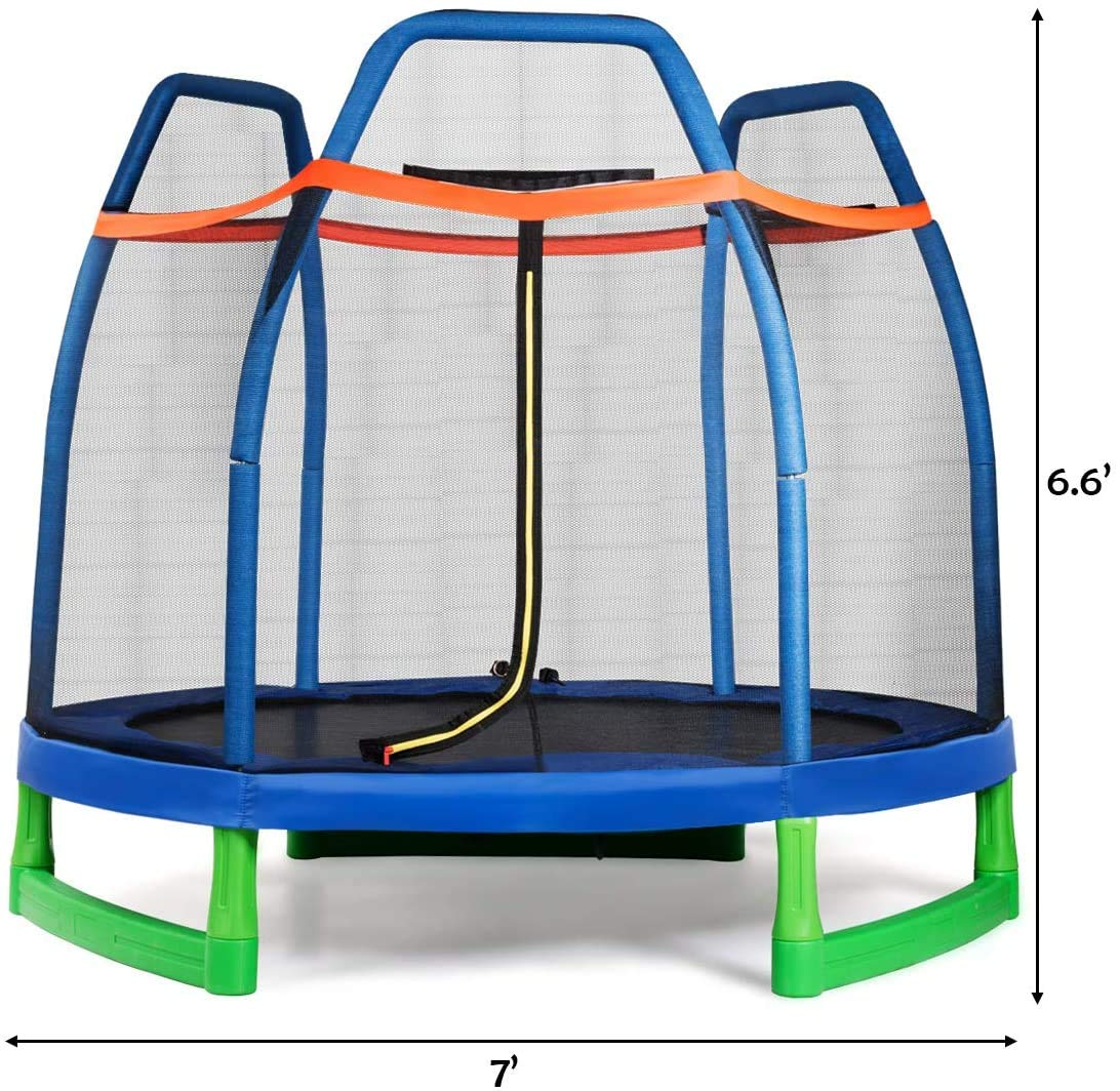 Giantex 7 Ft Kids Trampoline w/Safety Enclosure Net