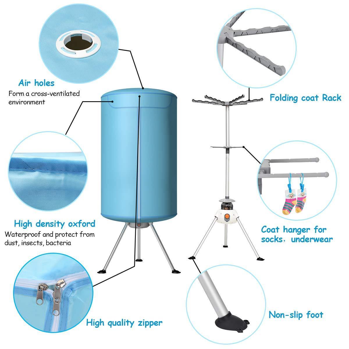 17.6lbs Portable Washing Machine 900W with Electric Heating Clothes Dryer Ventless Laundry Dryer and Heater for Home and Apartment - Giantexus
