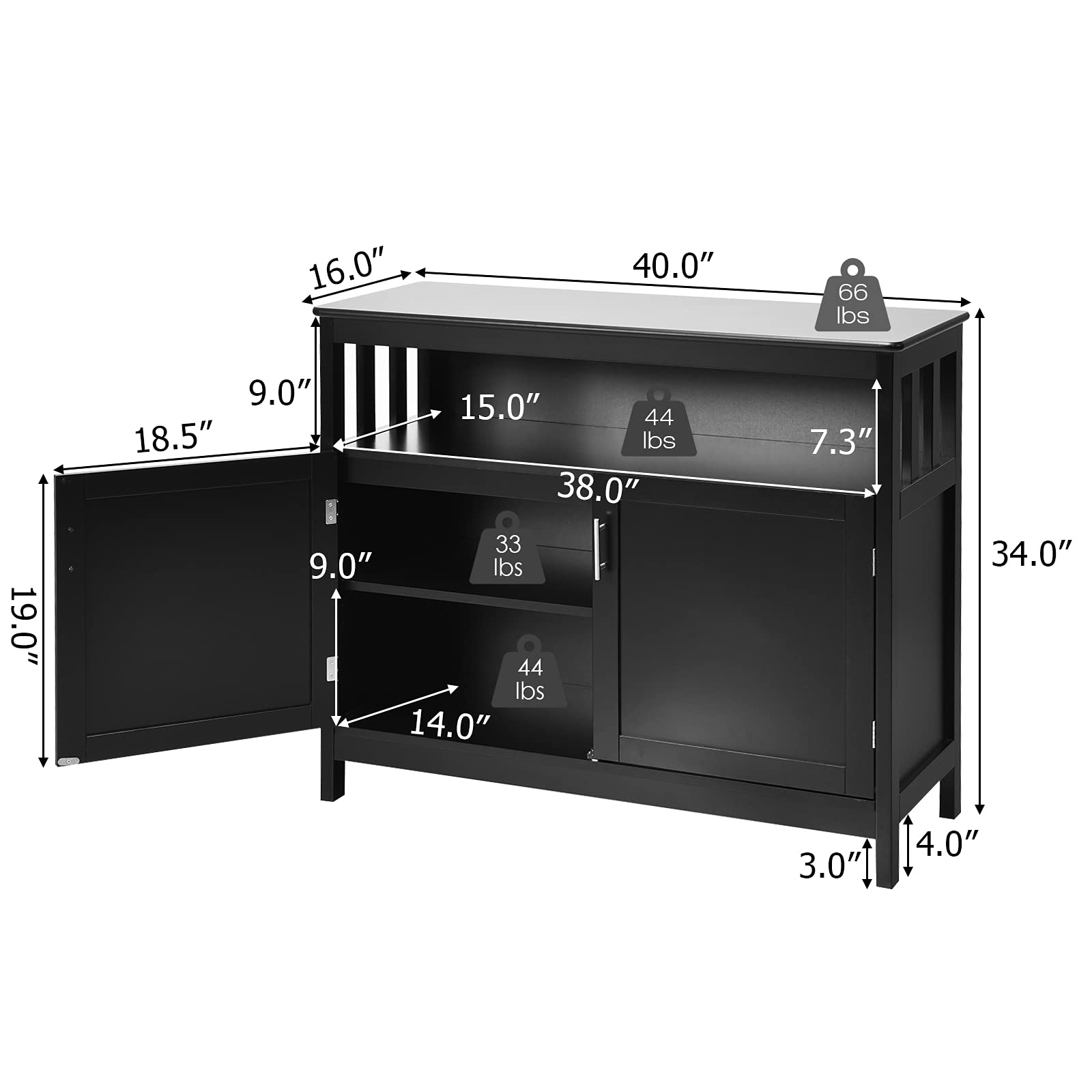 Giantex Kitchen Buffet Sideboard, Wooden Storage Server Cupboard Cabinet