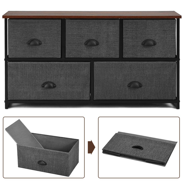 Giantex Dresser Storage Tower W/ 5 Foldable Cloth Storage Cubes