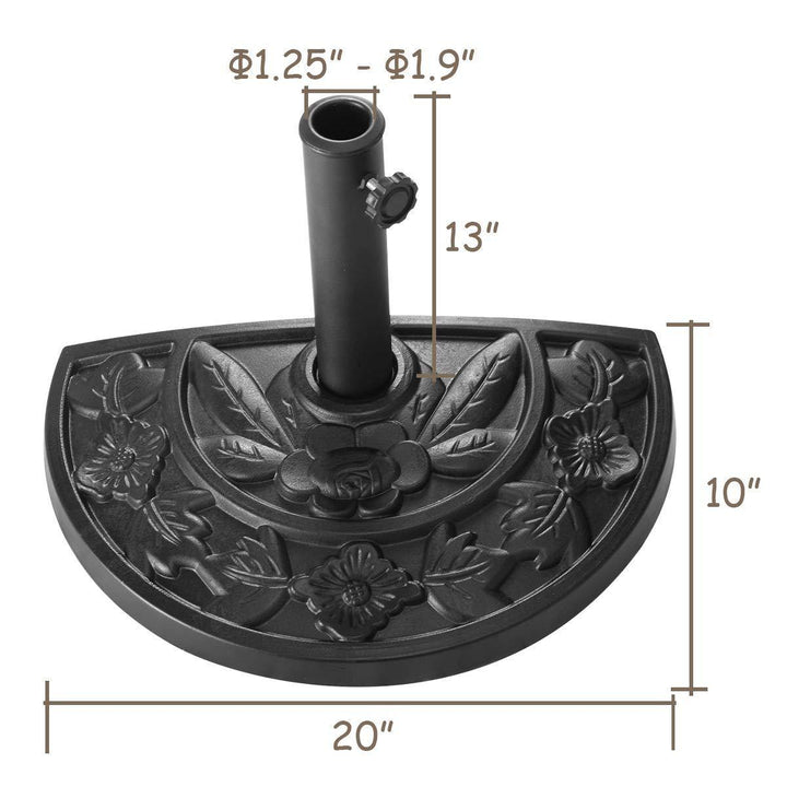 half round patio umbrella base heavy-duty outdoor stand 20lbs black the petaloid hand Outsunny 20lbs Half Round Patio