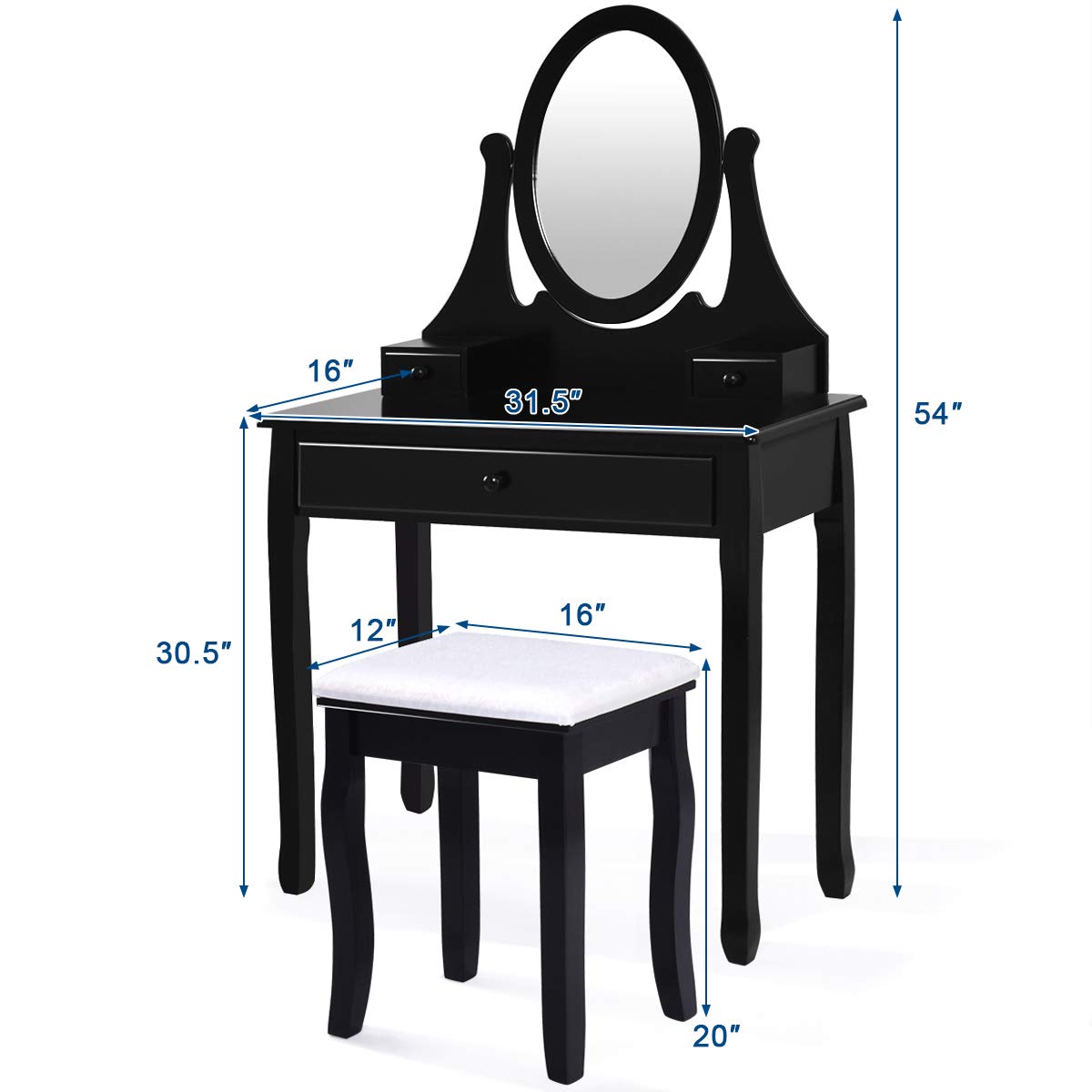 Giantex Vanity Set with Oval Mirror and Cushioned Stool