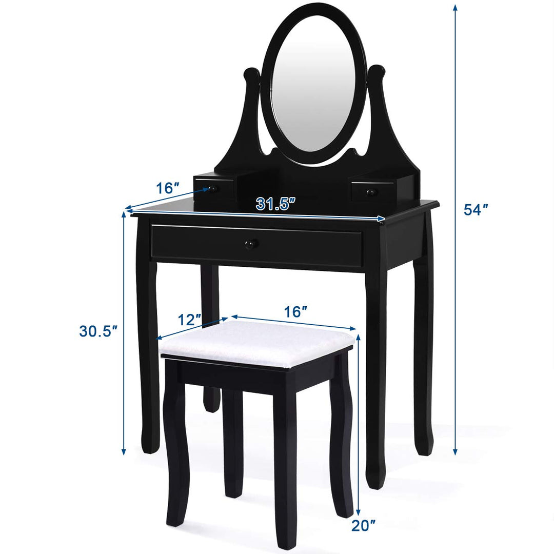 Giantex Vanity Set with Oval Mirror and Cushioned Stool