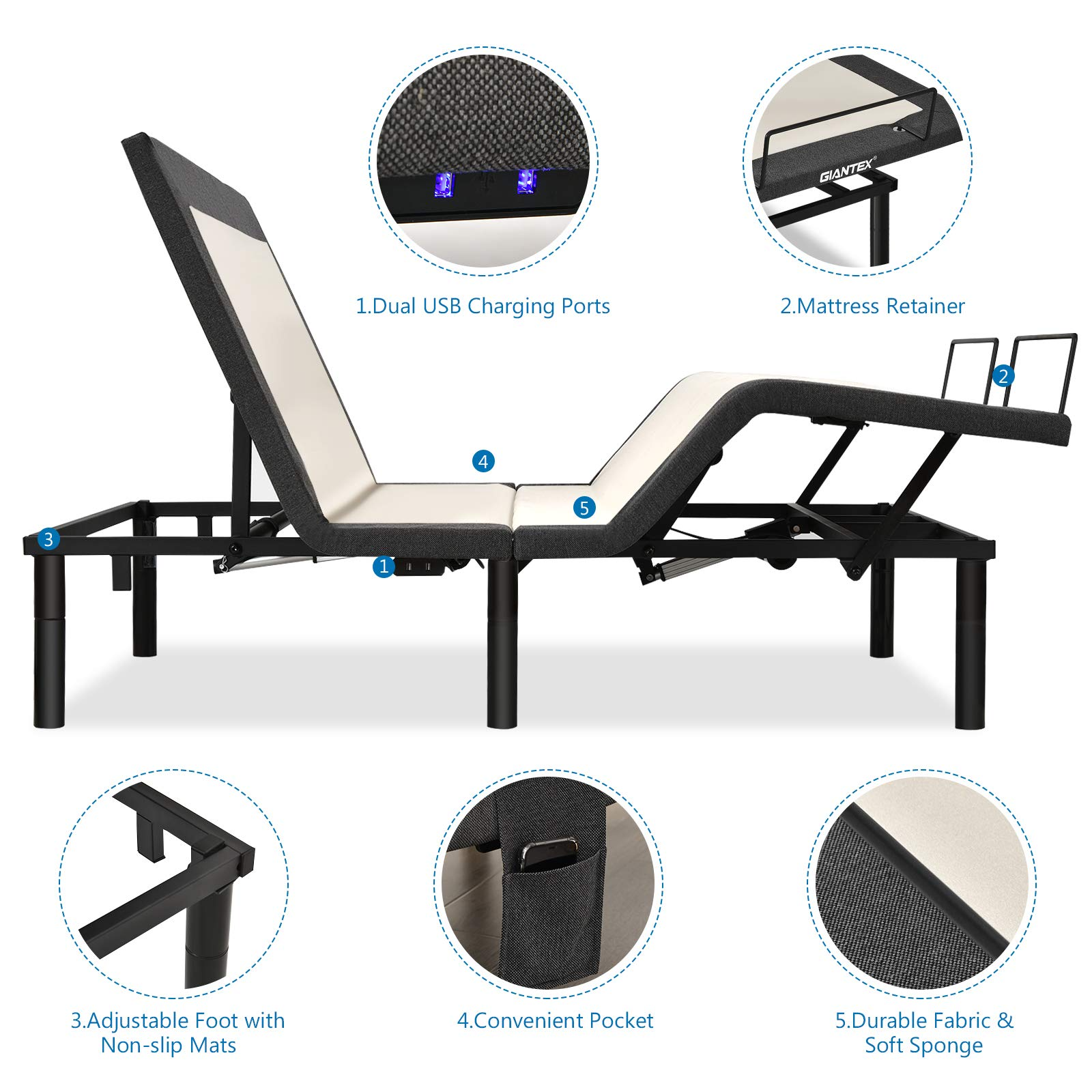 Giantex Adjustable Bed Base with Wireless Remote