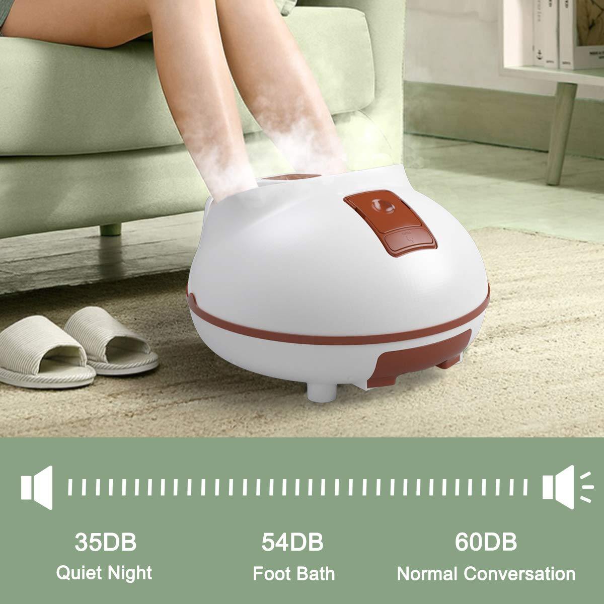 Giantex Steam Foot Spa Bath Massager w/3 Heat Levels, Pedicure Massage Rollers, Foot Spa Massager for Stress Relief (Brown/Gray) - Giantexus
