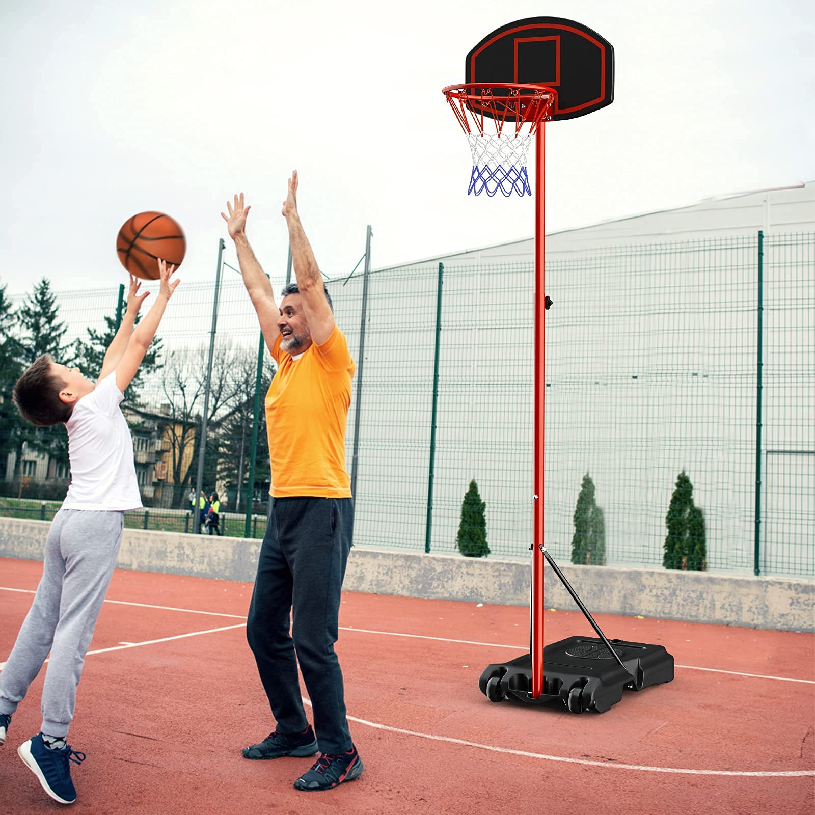 Giantex Portable Basketball Hoop Adjustable Height 6.5 - 8.5 FT, Backboard System Stand with 2 Wheels