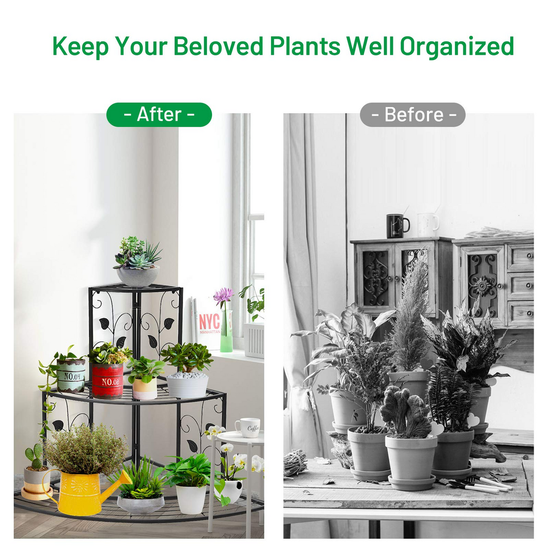 plant corner shelf indoor Giantex 3 Tiers Corner Shelf Metal Plant Stand – Giantexus