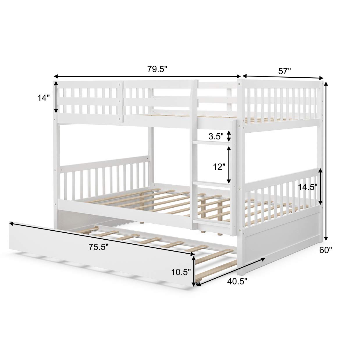 Full Over Full Bunk Beds with Ladder