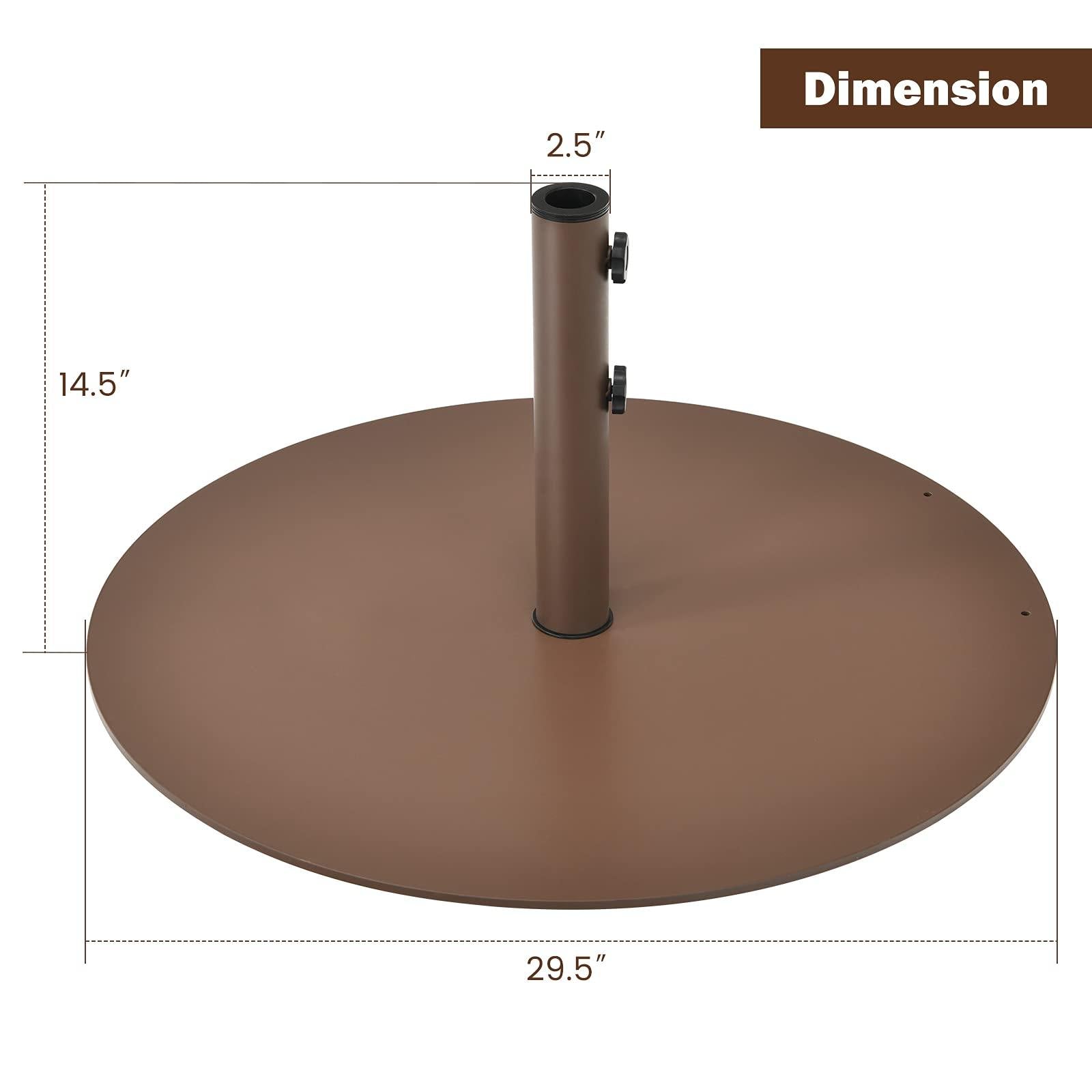 Giantex Patio Umbrella Base, 59 LBS Heavy-Duty Round Umbrella Stand, 29.5 Inch/Brown/Round - Giantexus