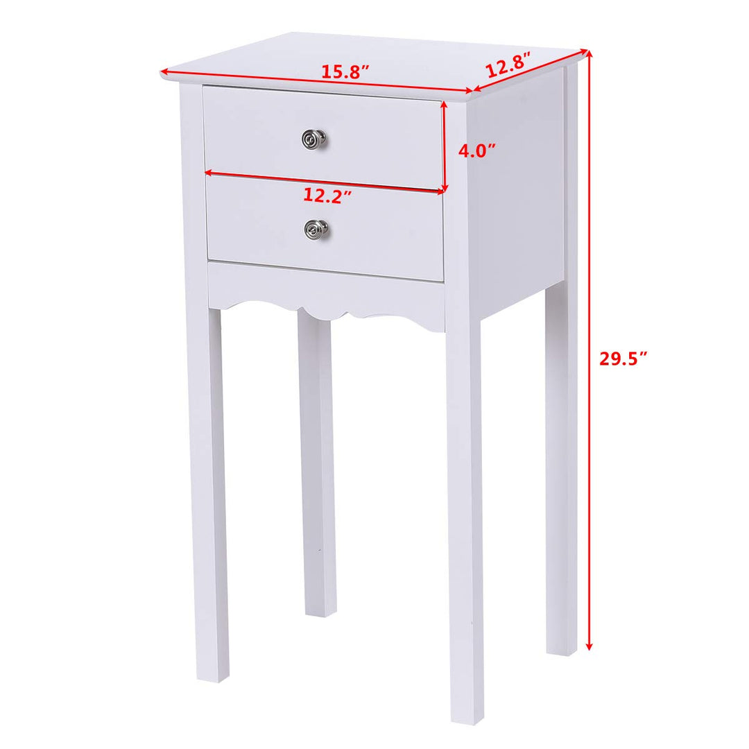 Giantex End Table w/ 2 Drawers Side Table Nightstand Multi-Purpose Accent Table Living Room Bedroom Home Furniture