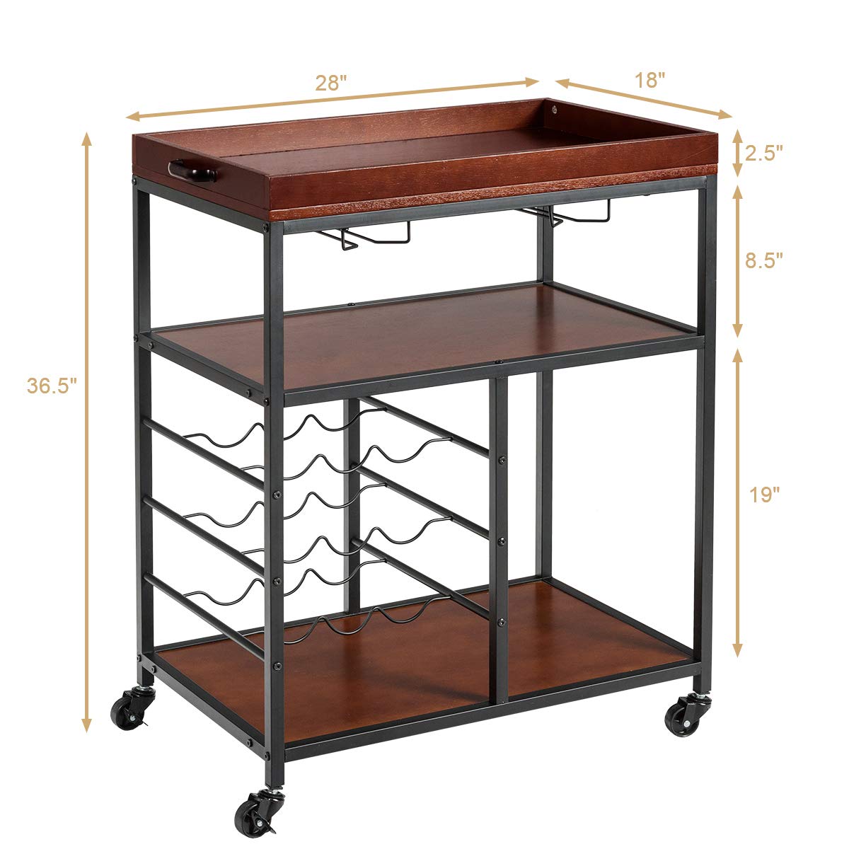 Giantex 3-Tier Kitchen Island Cart Rolling Trolley