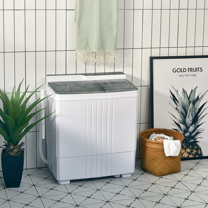 Compact Mini Laundry Washer for Apartment and Home (White & Gray)