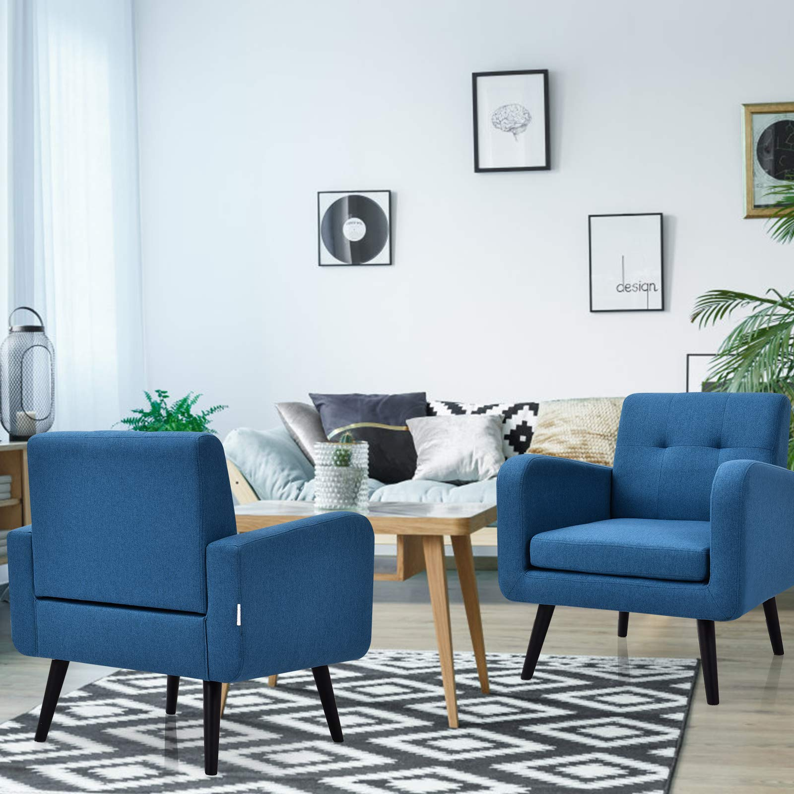 Set of 2 Modern Upholstered Accent Chairs - Giantex