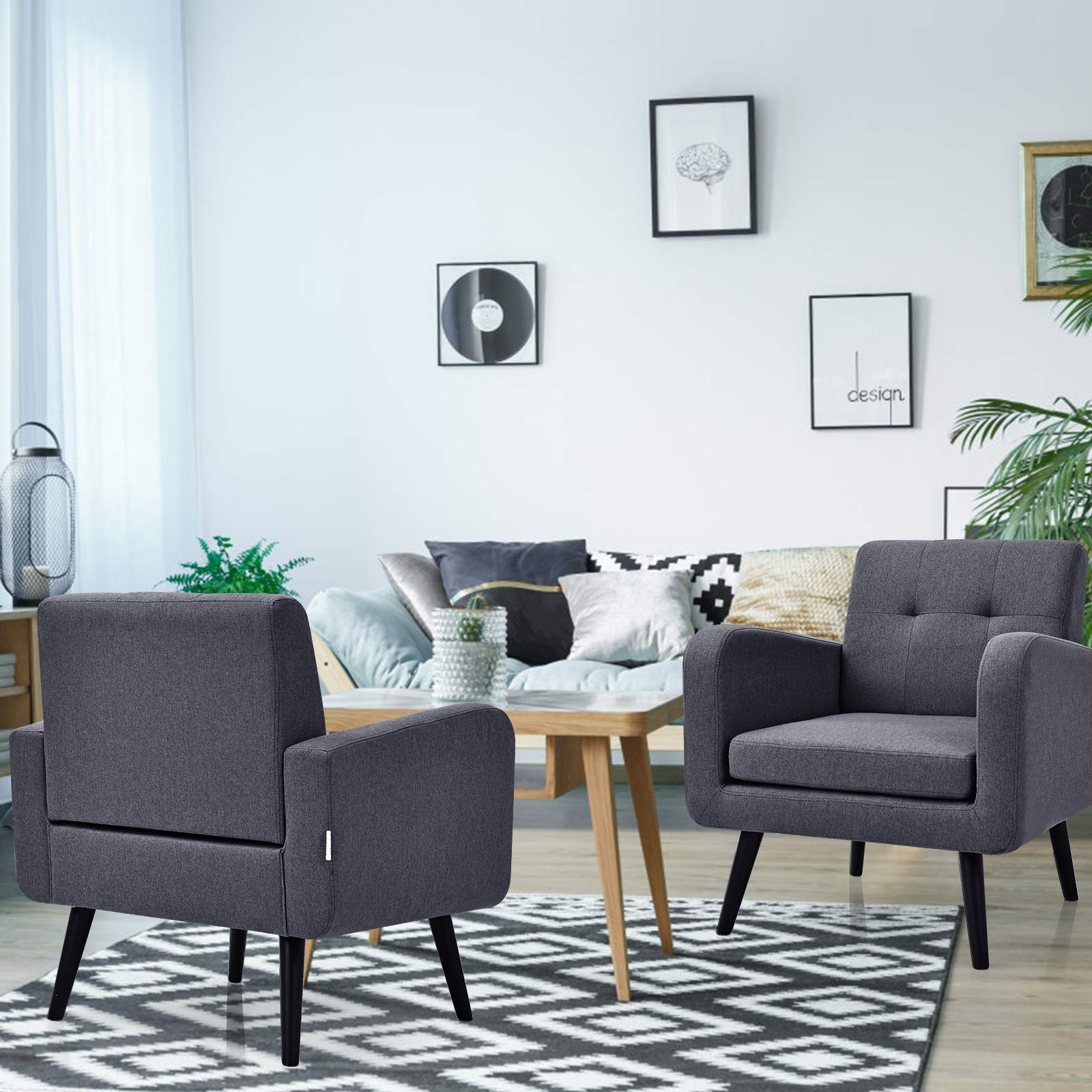 Set of 2 Modern Upholstered Accent Chairs - Giantex