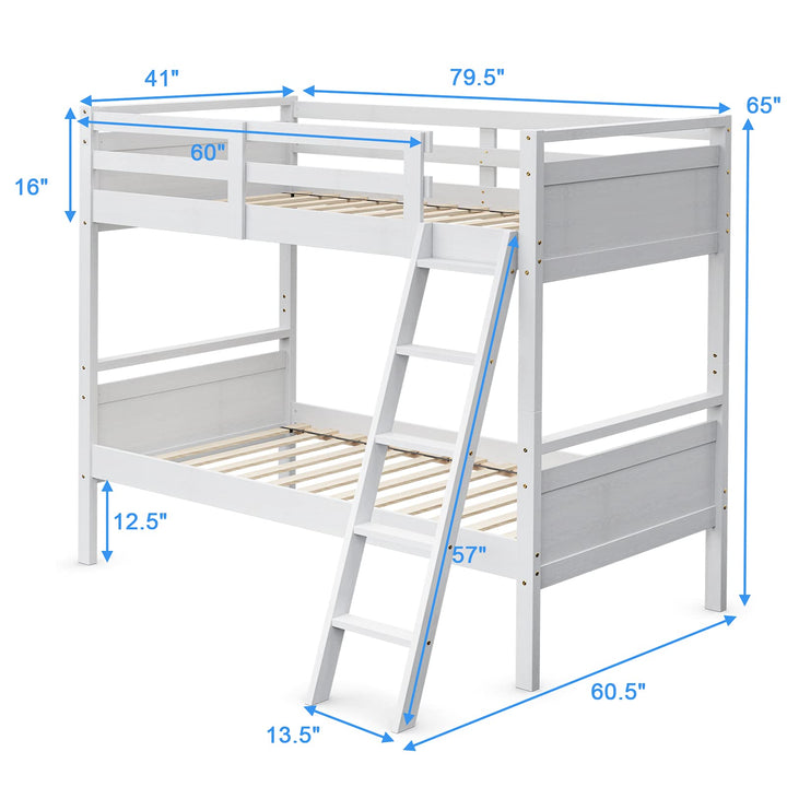 Giantex Twin Over Twin Bunk Bed, Solid Wood Twin Bunk Bed Convertible Into Two Individual Beds