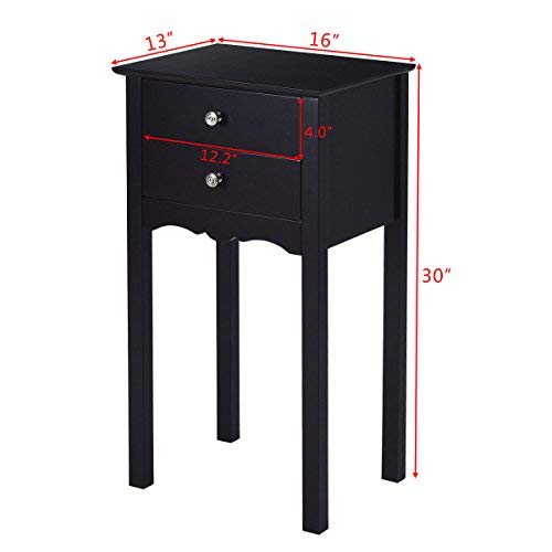 Giantex End Table w/ 2 Drawers Side Table Nightstand Multi-Purpose Accent Table Living Room Bedroom Home Furniture