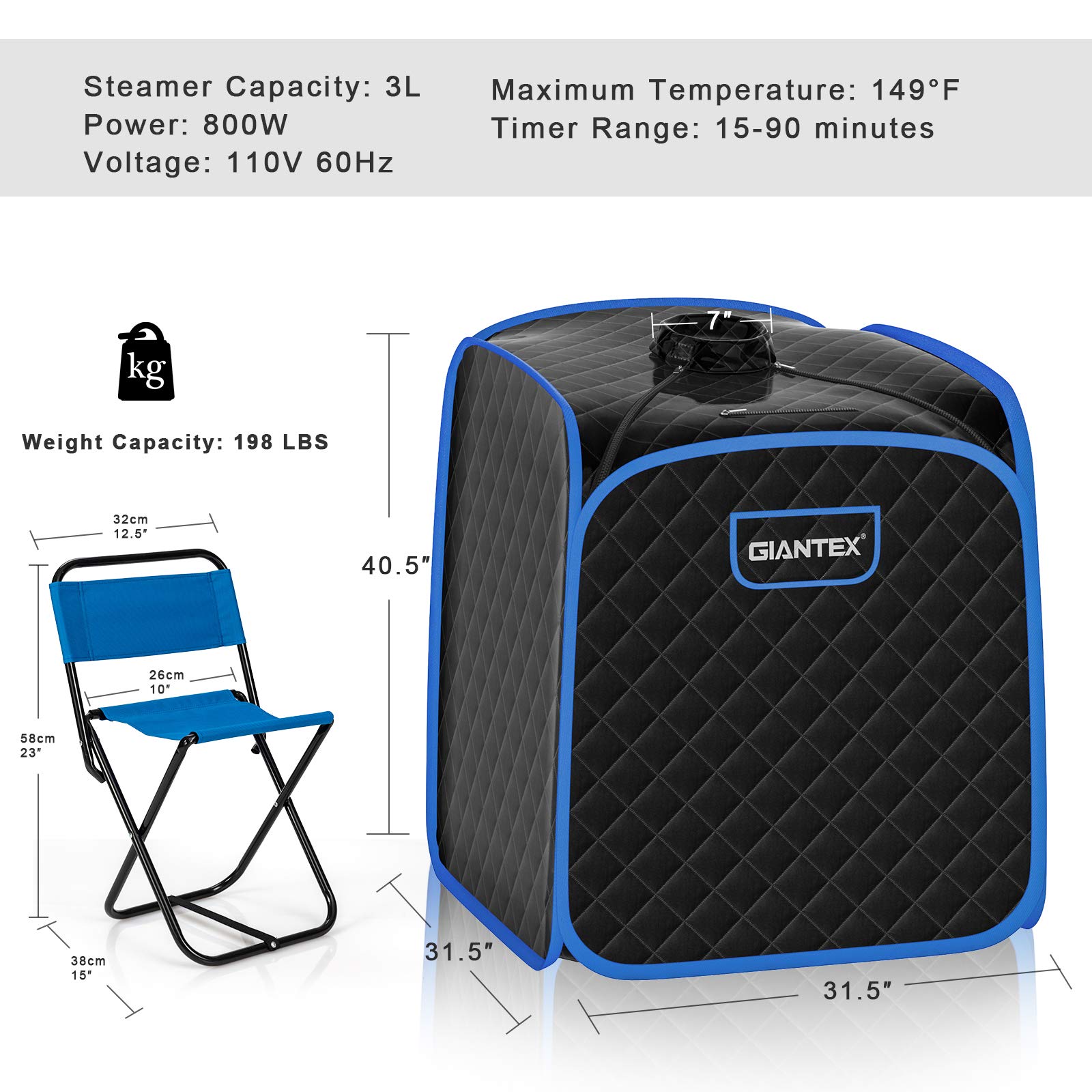 Steam Sauna Portable Therapeutic Sauna 3L Blast-Proof Remote Control