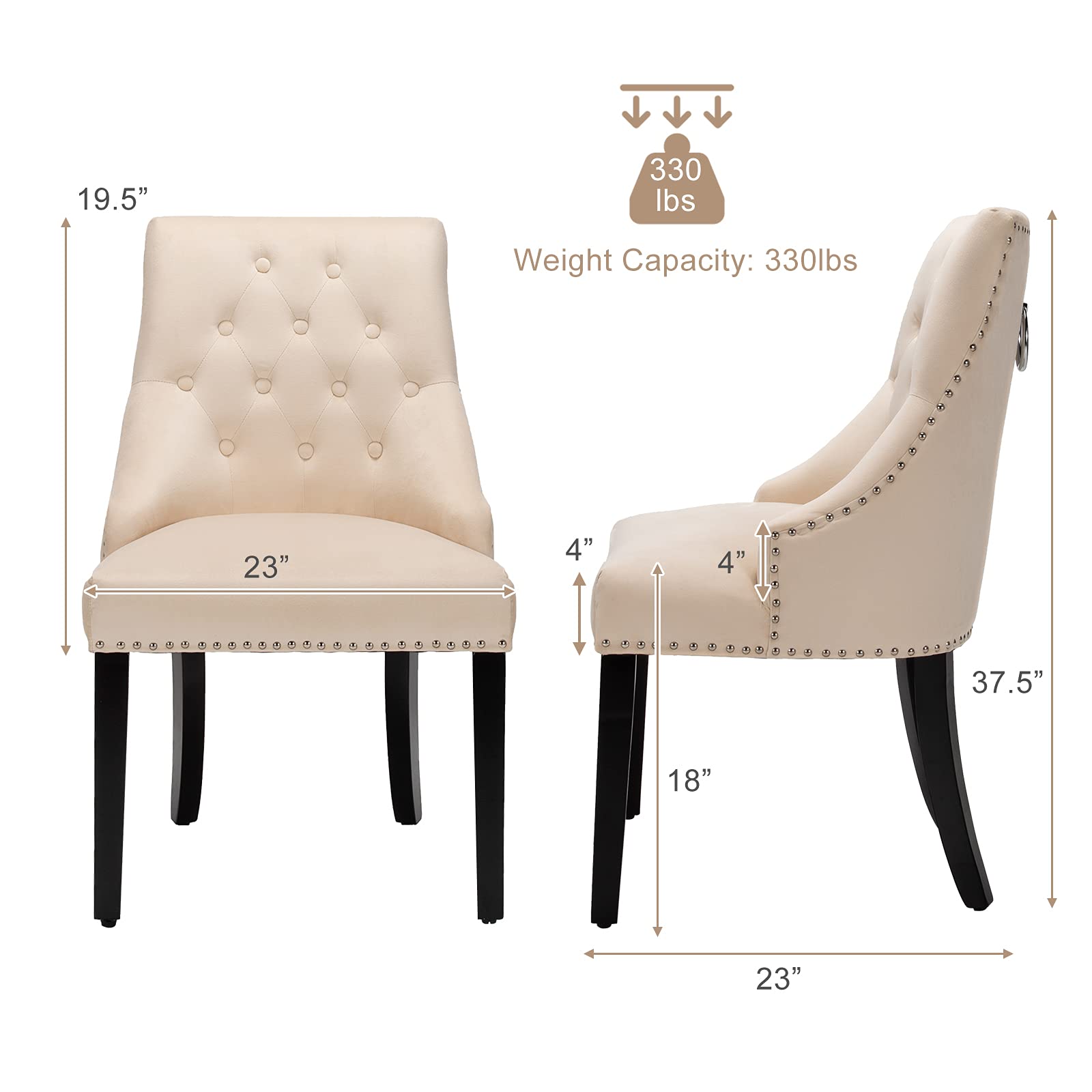 Dining Chairs, Button-Tufted Velvet Side Chair - Giantex