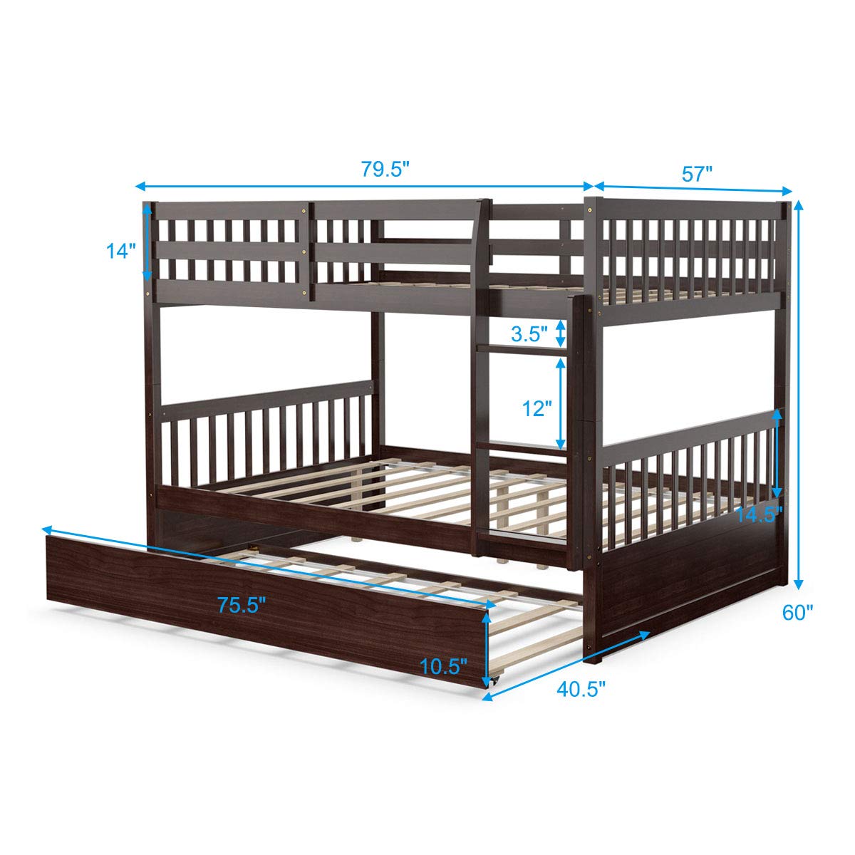 Full Over Full Bunk Beds with Ladder