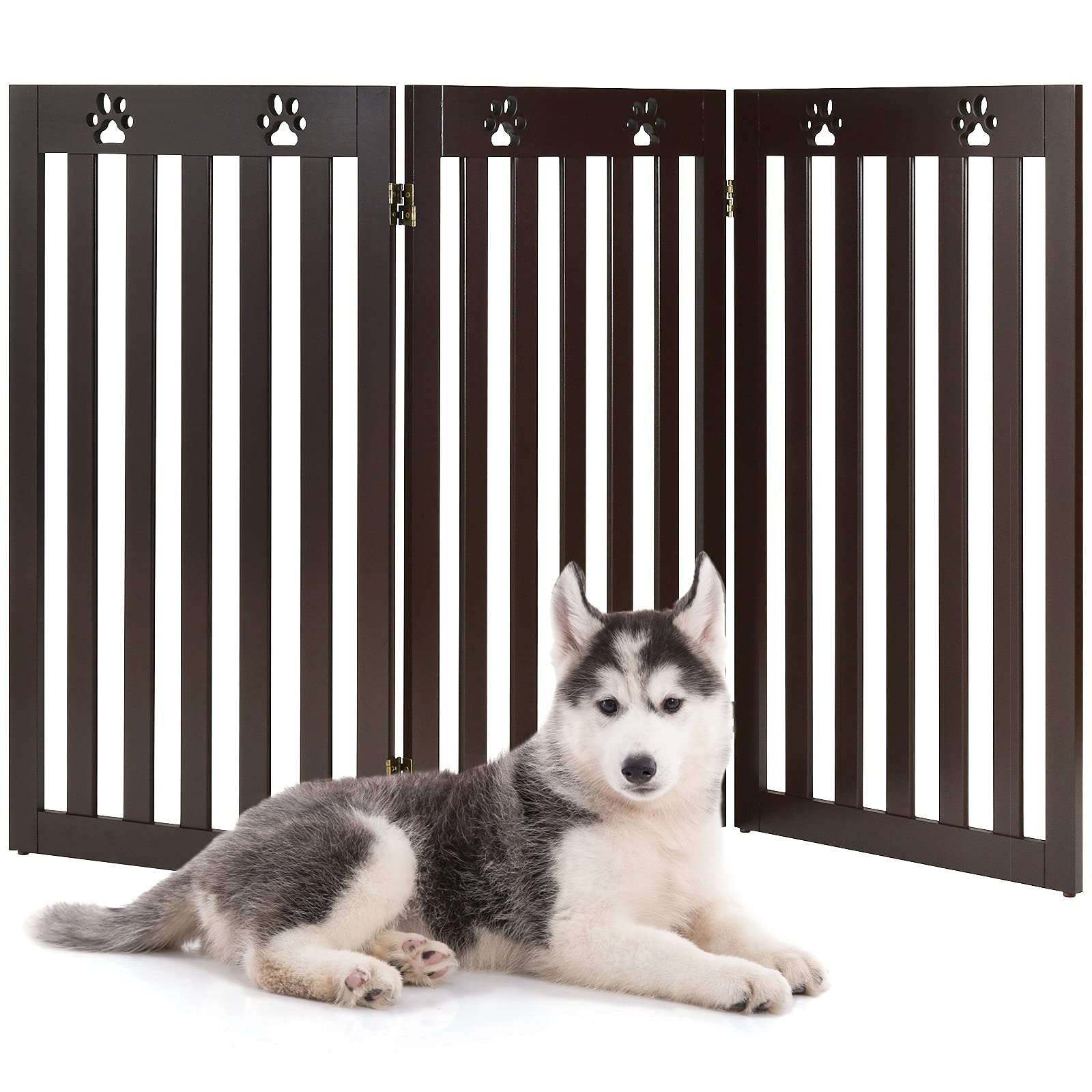 Giantex Wooden Freestanding Pet Gate, 3 Panel-36 inch Height Large Dog Fence