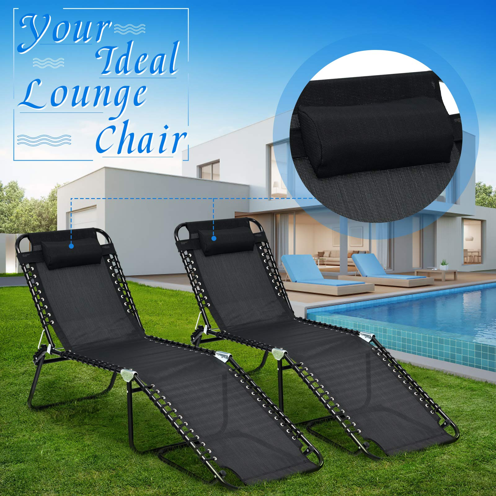 Giantex Outdoor Chaise Lounge Adjustable Sunbathing Seat